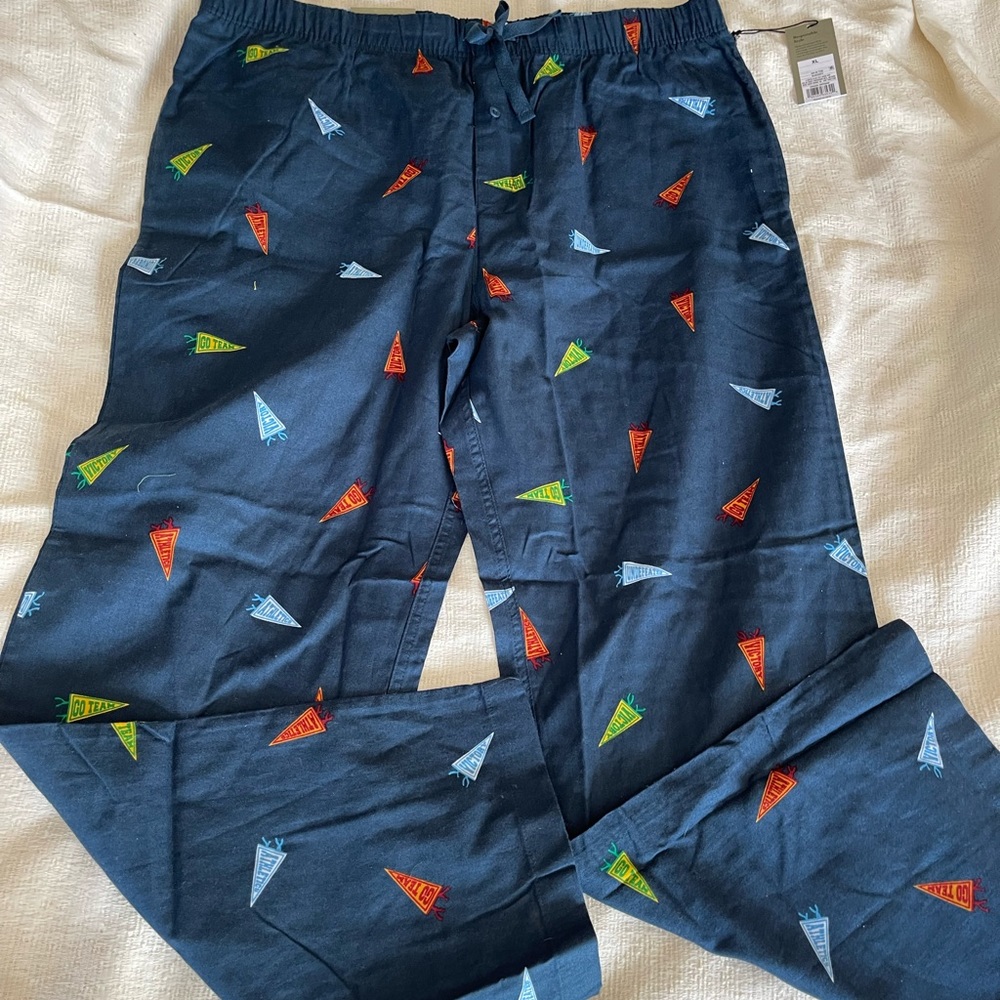 Goodfellow & Co Mens XL40/42 Pajama Bottom Sleep Lounge Pants Sports Pennants - Picture 2 of 6